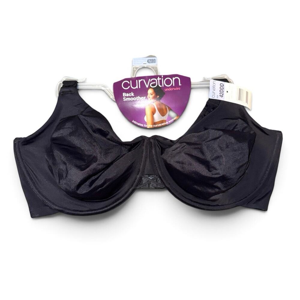 Curvation Black Back Smoother Full Coverage Underwire Bra - Size 42DDD NWT